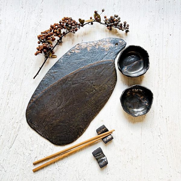 bronz serisi el yapımı seramik tasarım sushi servis takımı yuugen