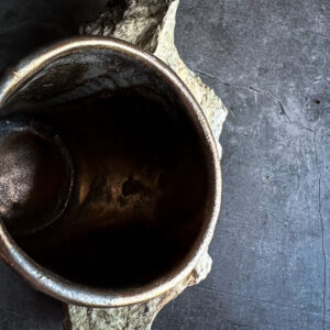siyah lava magma el yapımı seramik oval espresso kahve bardağı