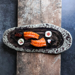 temaki el yapımı seramik sushi suşi peynir servis tabağı