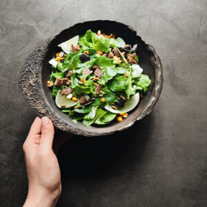 bronzie el yapımı seramik stoneware lava noodle makarna salata kase