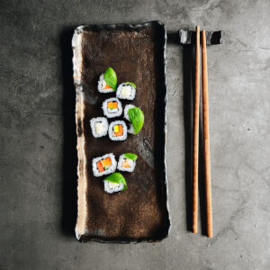 bronzie el yapımı seramik stoneware sushi tabağı