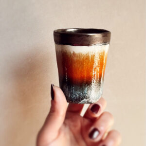 Orange Slice | El Yapımı Stoneware Seramik Oval Double Espresso Kahve Bardağı