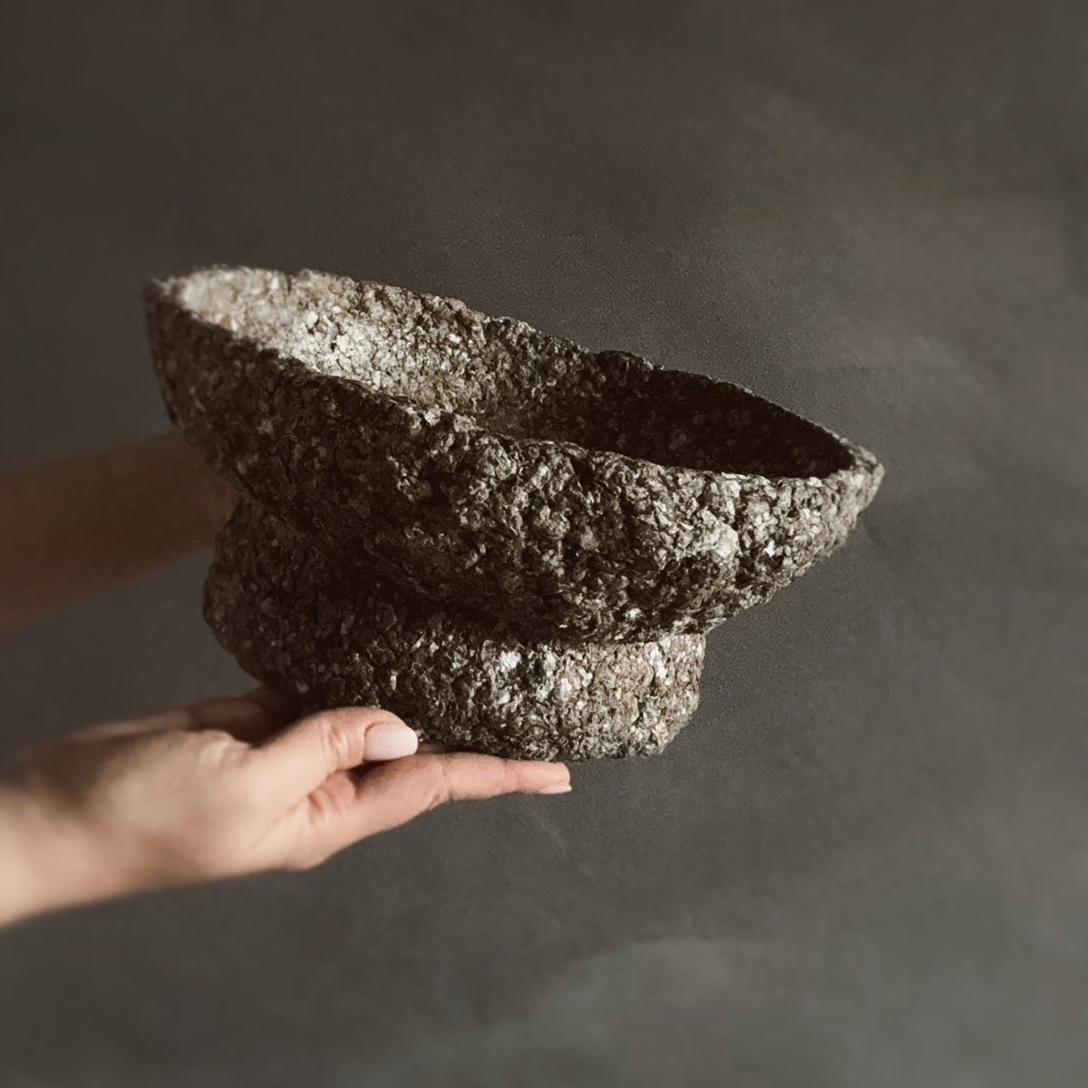 Lovens | Dekoratif El Yapımı Paper Mache Rustik Kase